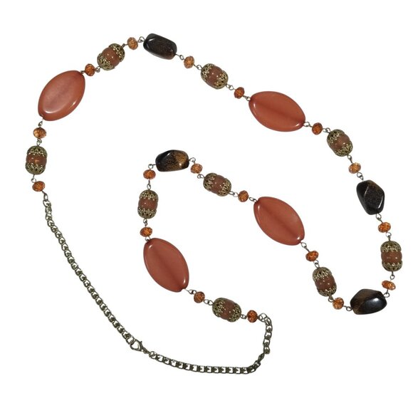 Crystal & Stone Necklaces Ropes or Chokers in Browns, Orange, and Blue - Picture 14 of 16